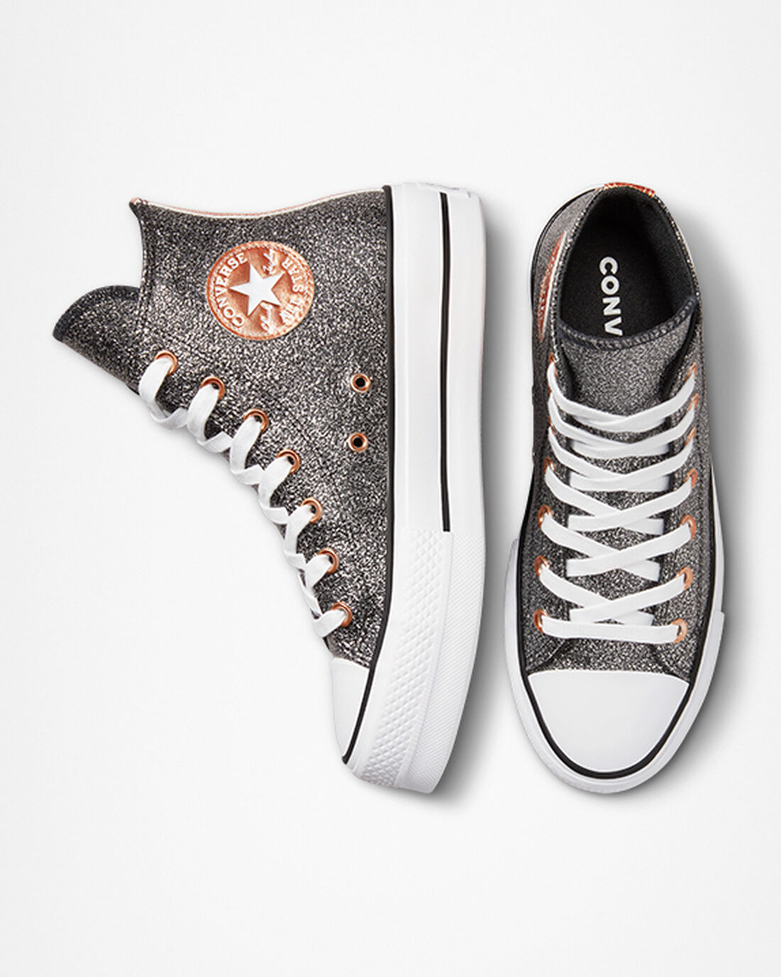 Converse Chuck Taylor All Star Lift Női Magasszárú Cipő Fekete/Réz/Fehér | HU12465