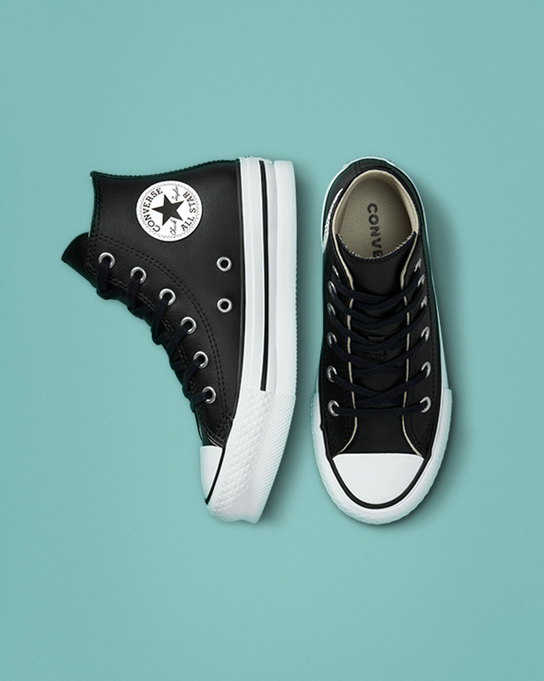 Converse Chuck Taylor All Star Lift Platform Lány Magasszárú Cipő Fekete/Bézs Fehér | HU05187