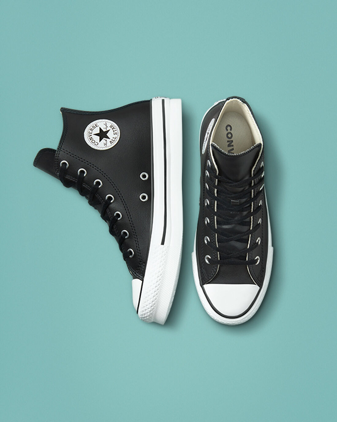 Converse Chuck Taylor All Star Lift Platform Fiú Magasszárú Cipő Fekete/Bézs Fehér | HU75603