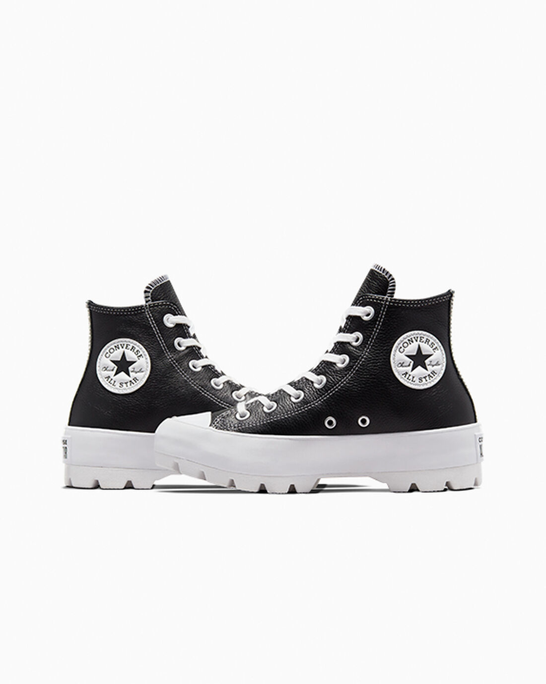 Converse Chuck Taylor All Star Lugged Bőr Női Magasszárú Cipő Fekete/Fehér | HU47852