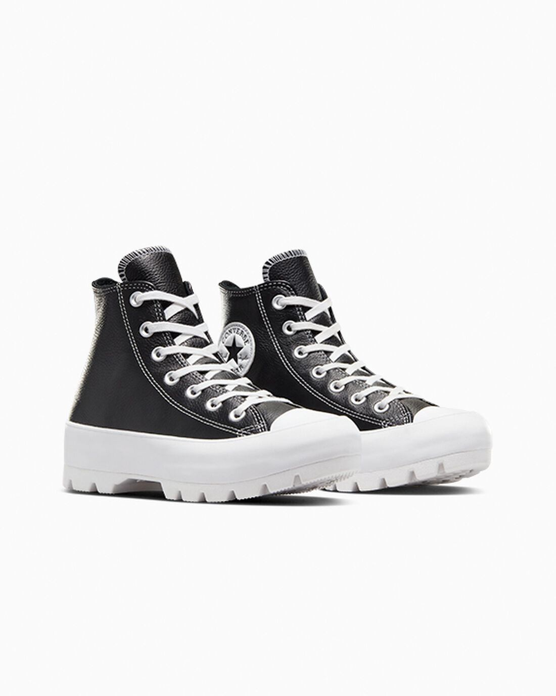 Converse Chuck Taylor All Star Lugged Bőr Női Magasszárú Cipő Fekete/Fehér | HU47852