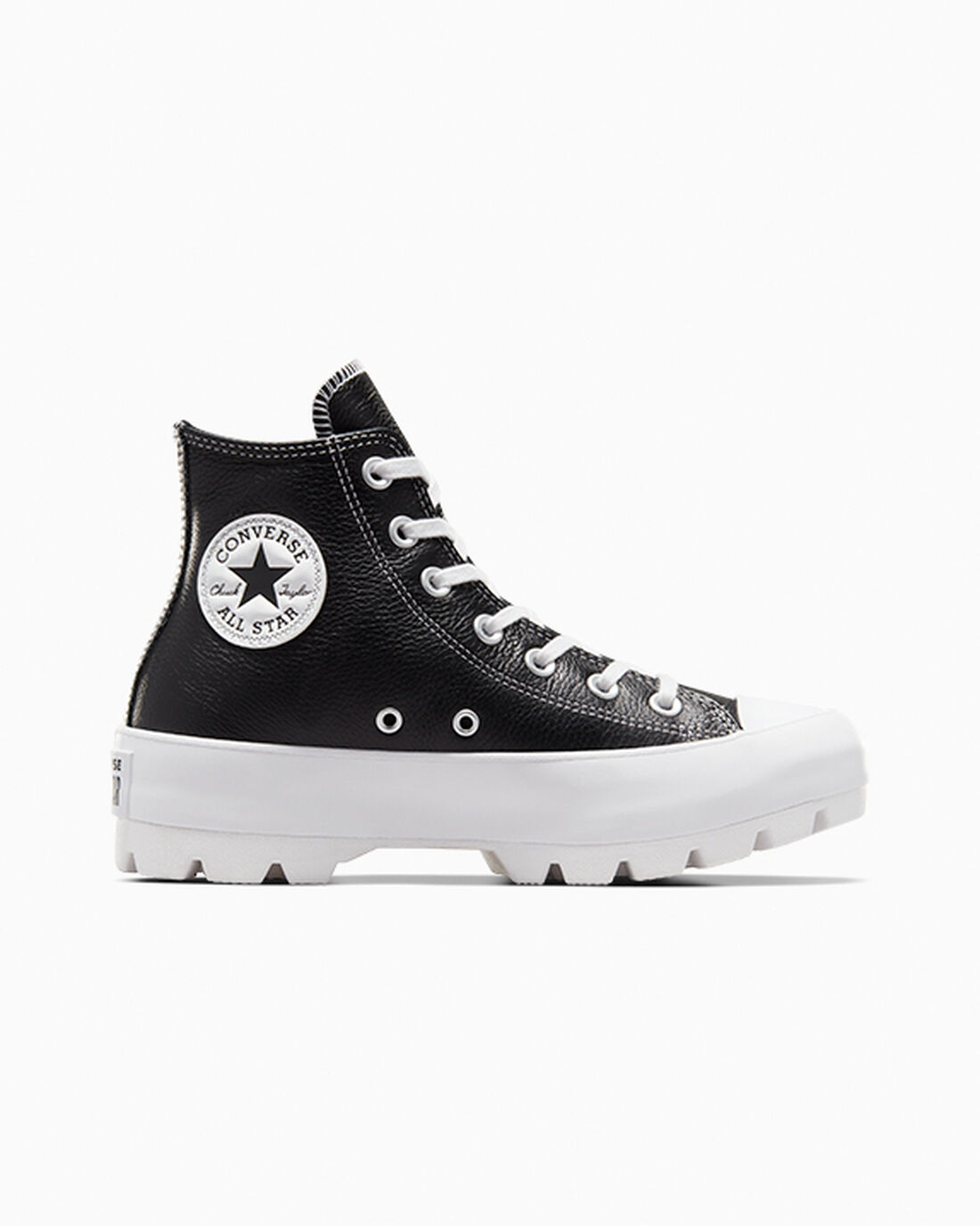 Converse Chuck Taylor All Star Lugged Bőr Női Magasszárú Cipő Fekete/Fehér | HU47852