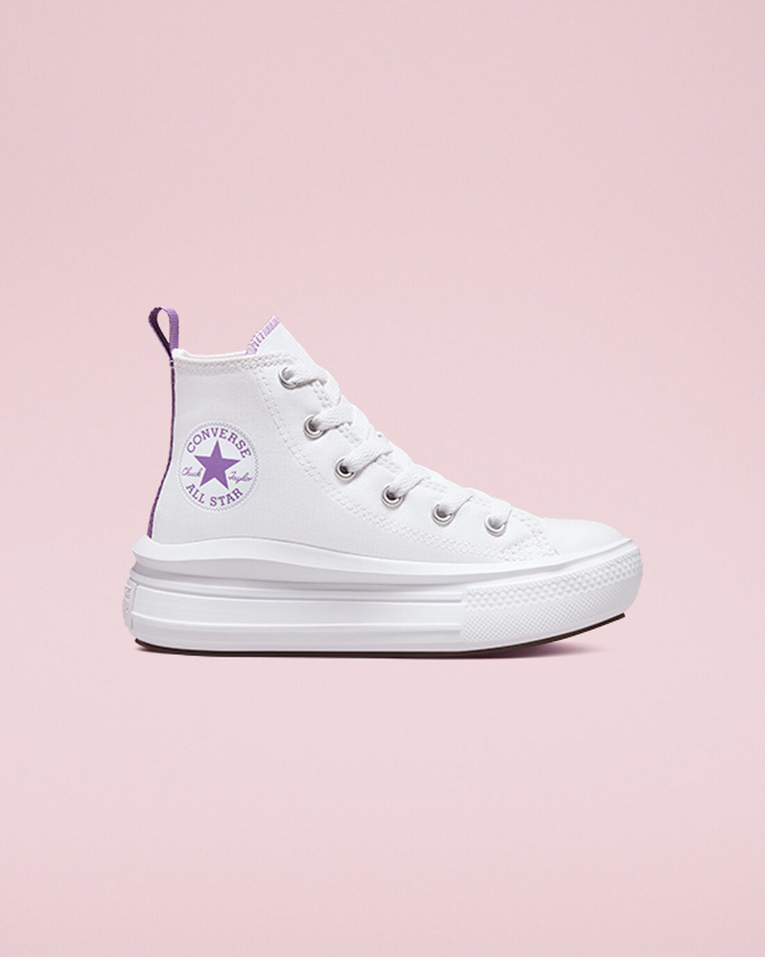 Converse Chuck Taylor All Star Move Lány Magasszárú Cipő Fehér/Lila/Fehér | HU09283