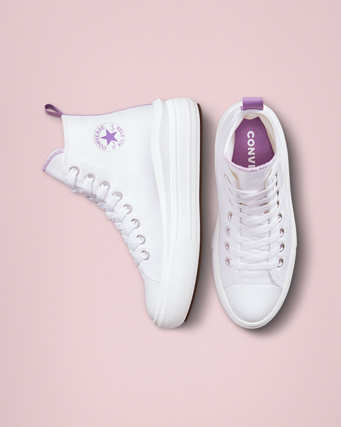 Converse Chuck Taylor All Star Move Lány Magasszárú Cipő Fehér/Lila/Fehér | HU09645