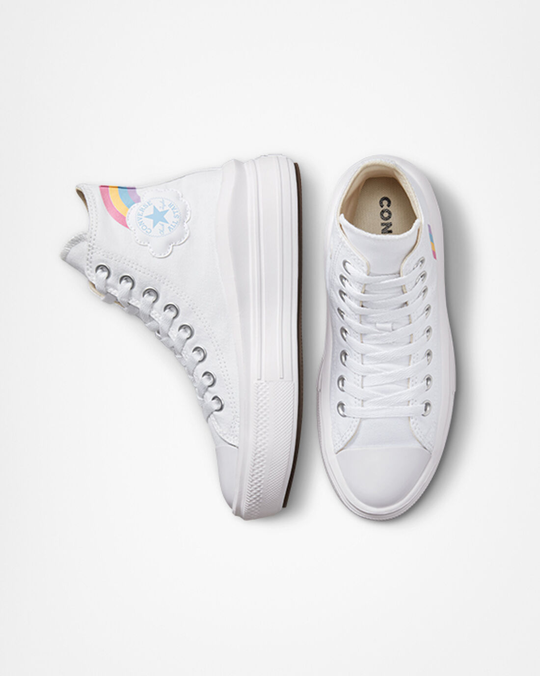 Converse Chuck Taylor All Star Move Lány Magasszárú Cipő Fehér/Kék/Rózsaszín | HU79631