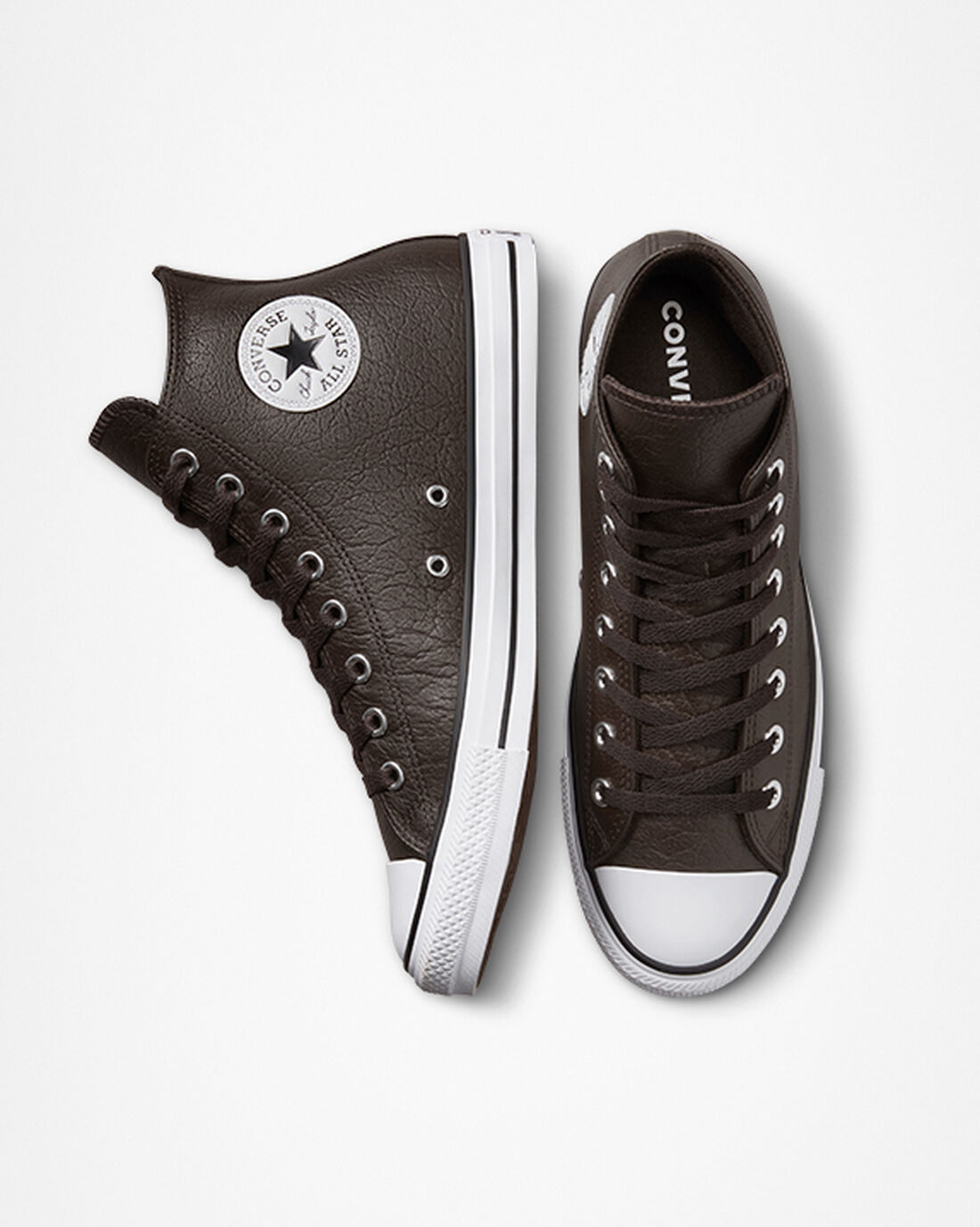 Converse Chuck Taylor All Star Tumbled Bőr Férfi Magasszárú Cipő Barna/Fehér/Fekete | HU50432