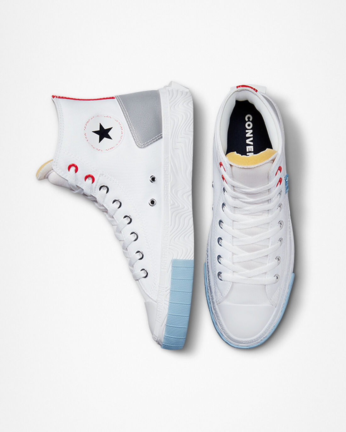 Converse Chuck Taylor Alt Star Reflective Shine Férfi Magasszárú Cipő Fehér/Piros/Kék | HU16748