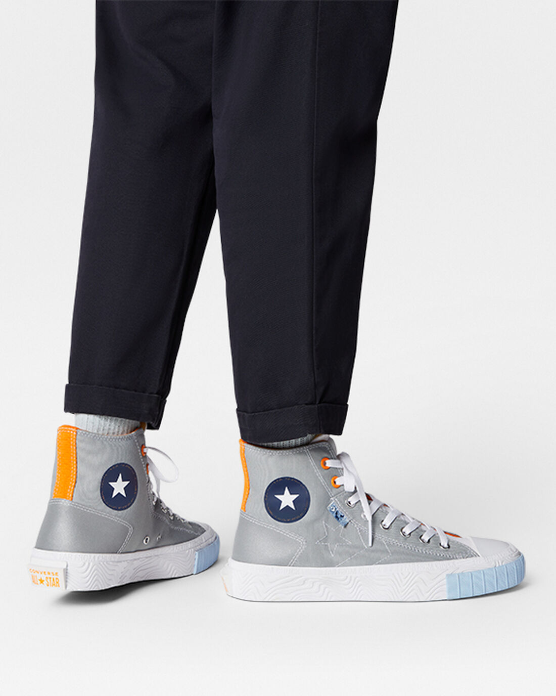 Converse Chuck Taylor Alt Star Reflective Shine Női Magasszárú Cipő Szürke/Fehér/Narancssárga | HU27364