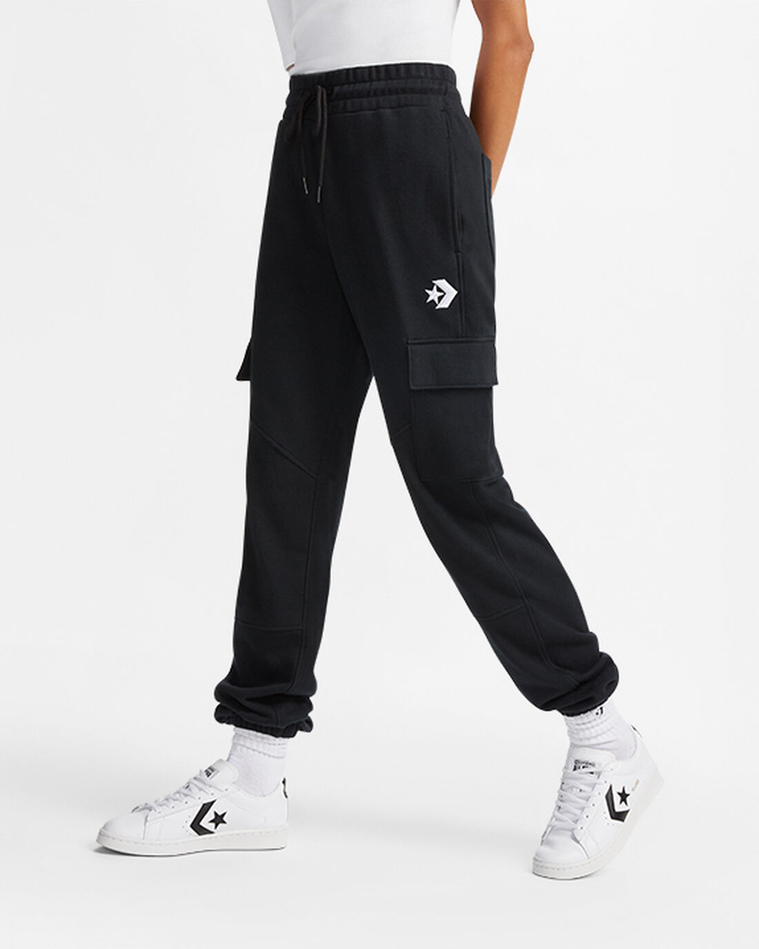 Converse Classic Fit Cargo Jogger Női Nadrág Fekete | HU19287