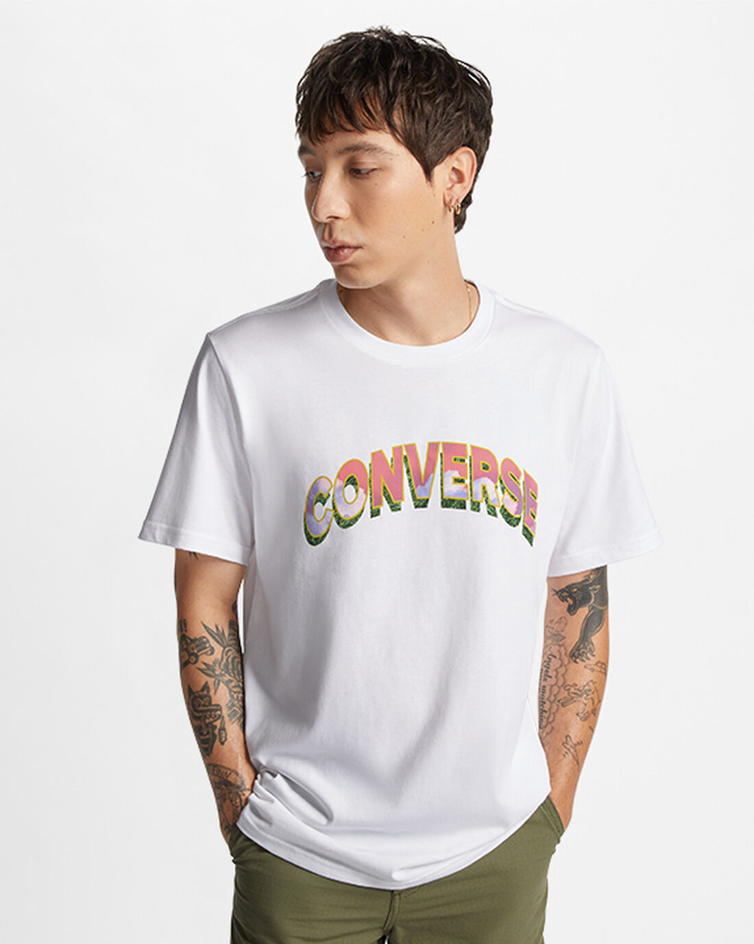 Converse Cloud Fill Logo Férfi Póló Fehér | HU69524