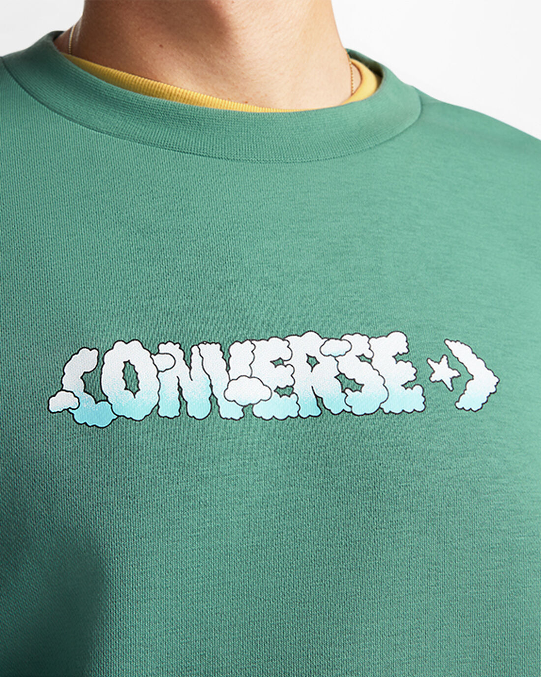 Converse Cloud Grafika Long Sleeve Crew Férfi Pulóverek Zöld | HU35140