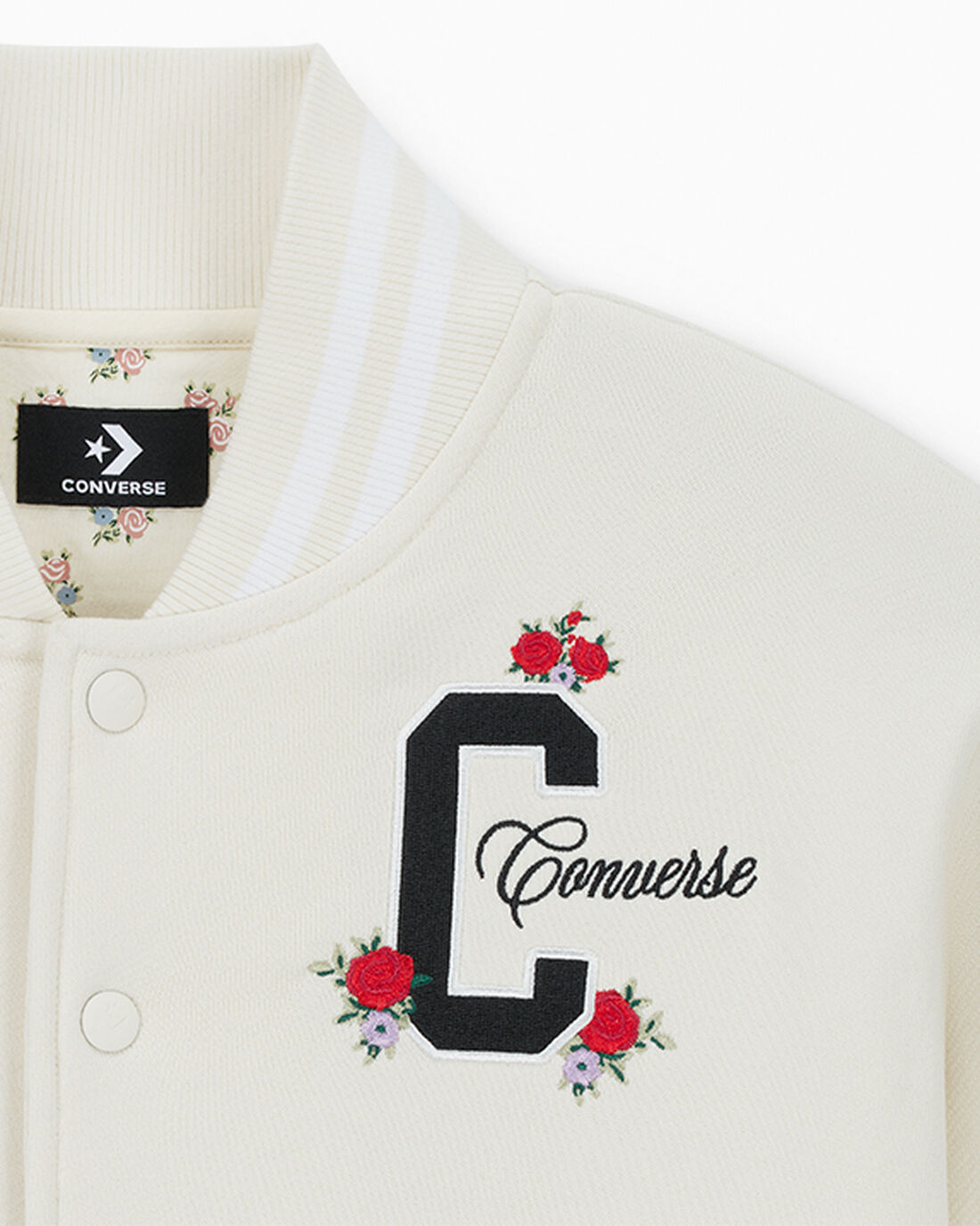 Converse Embroidered Rose Bomber Női Kabát Bézs | HU76892