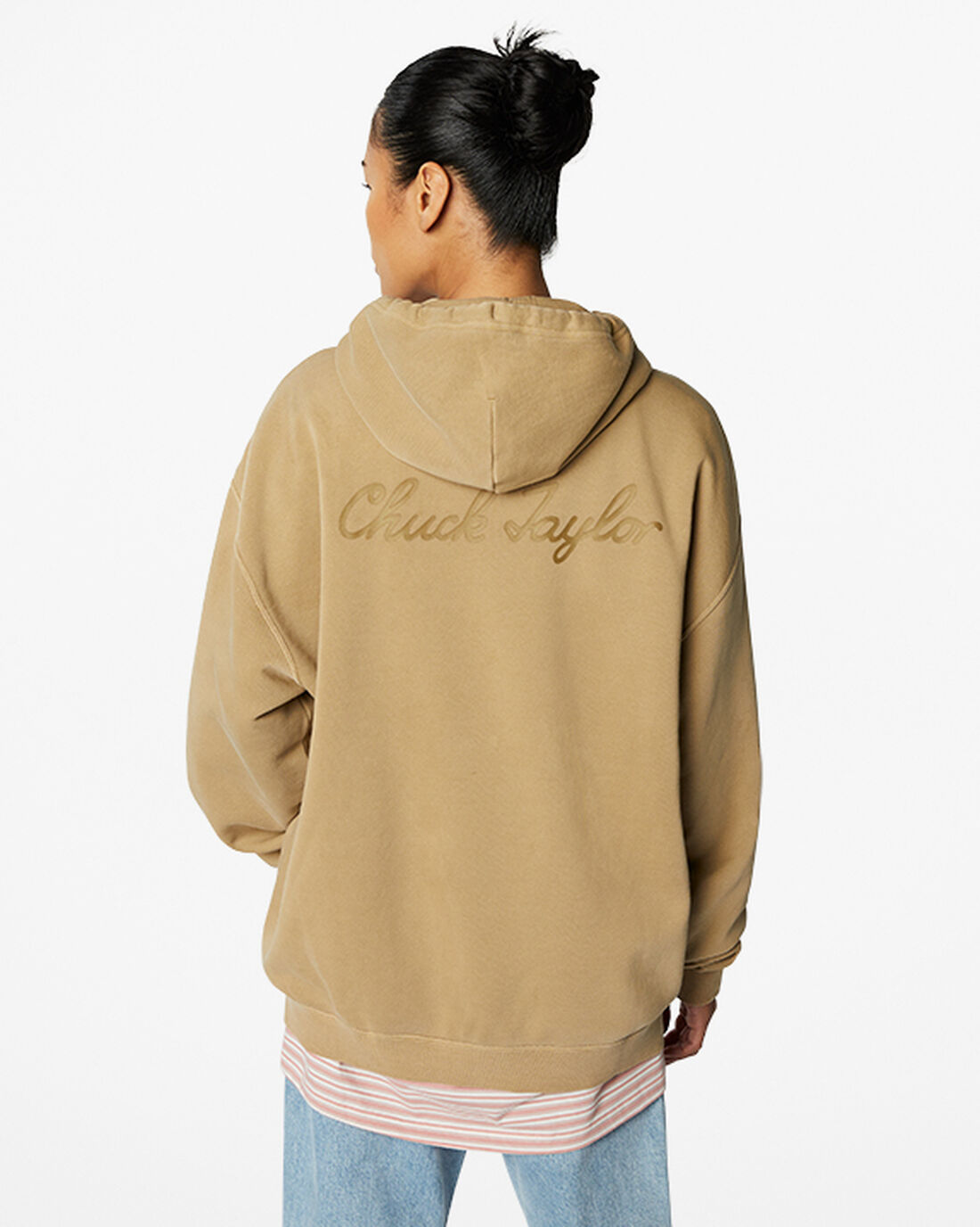 Converse Go-To Sneaker Patch Loose Fit Pullover Férfi Kapucnis Pulóver Khaki | HU21509