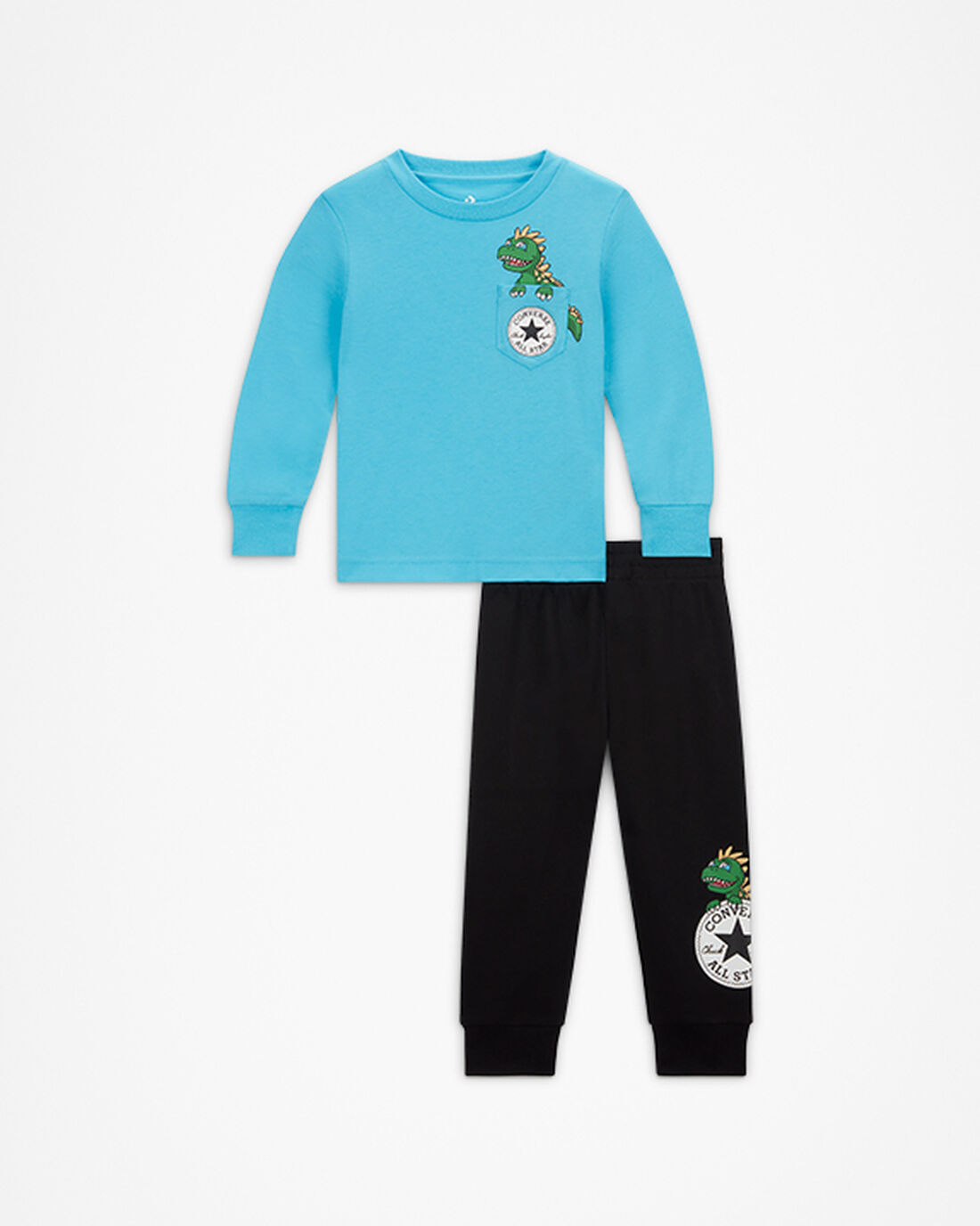 Converse Long Sleeve Dino & Jogger Fiú Sets Fekete | HU19820