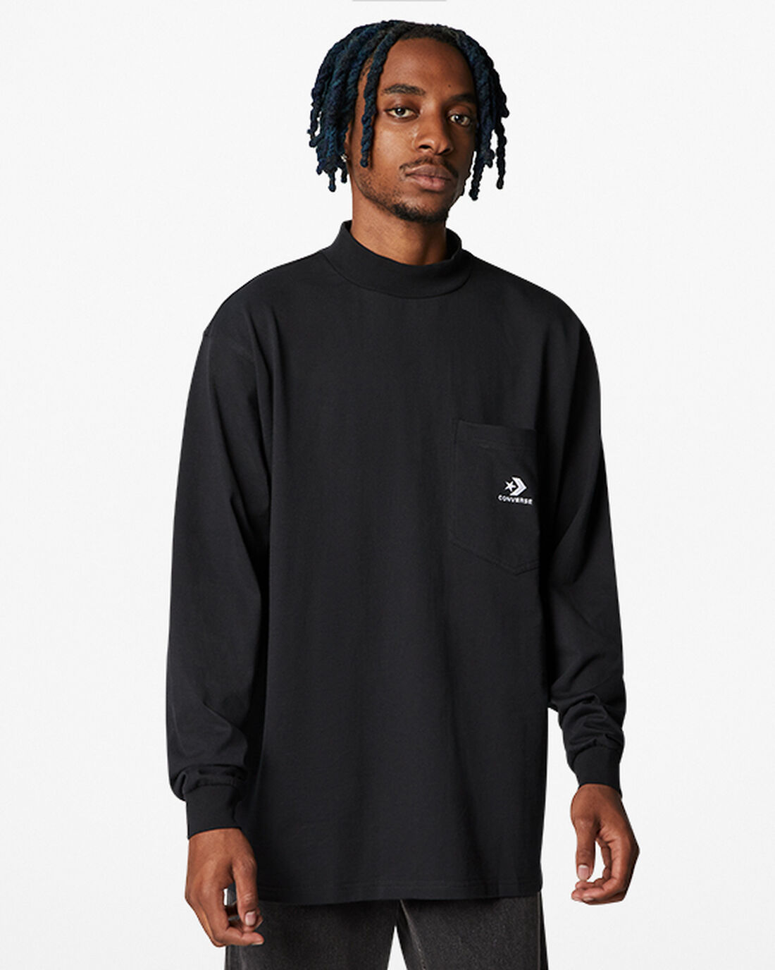 Converse Long Sleeve Mock Neck Férfi Póló Fekete | HU82963