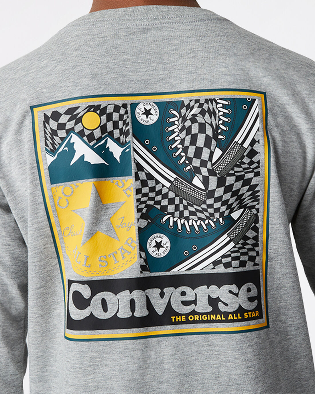 Converse Long Sleeve Sneaker Collage Fiú Póló Sötét Szürke | HU18039