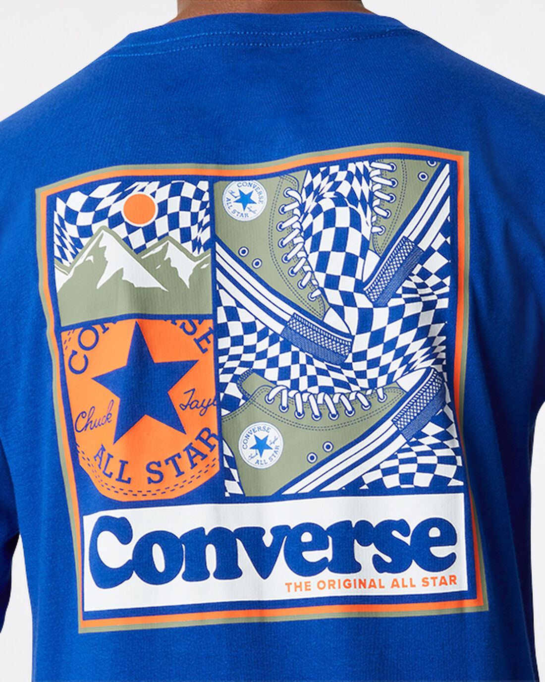 Converse Long Sleeve Sneaker Collage Fiú Póló Kék | HU78365