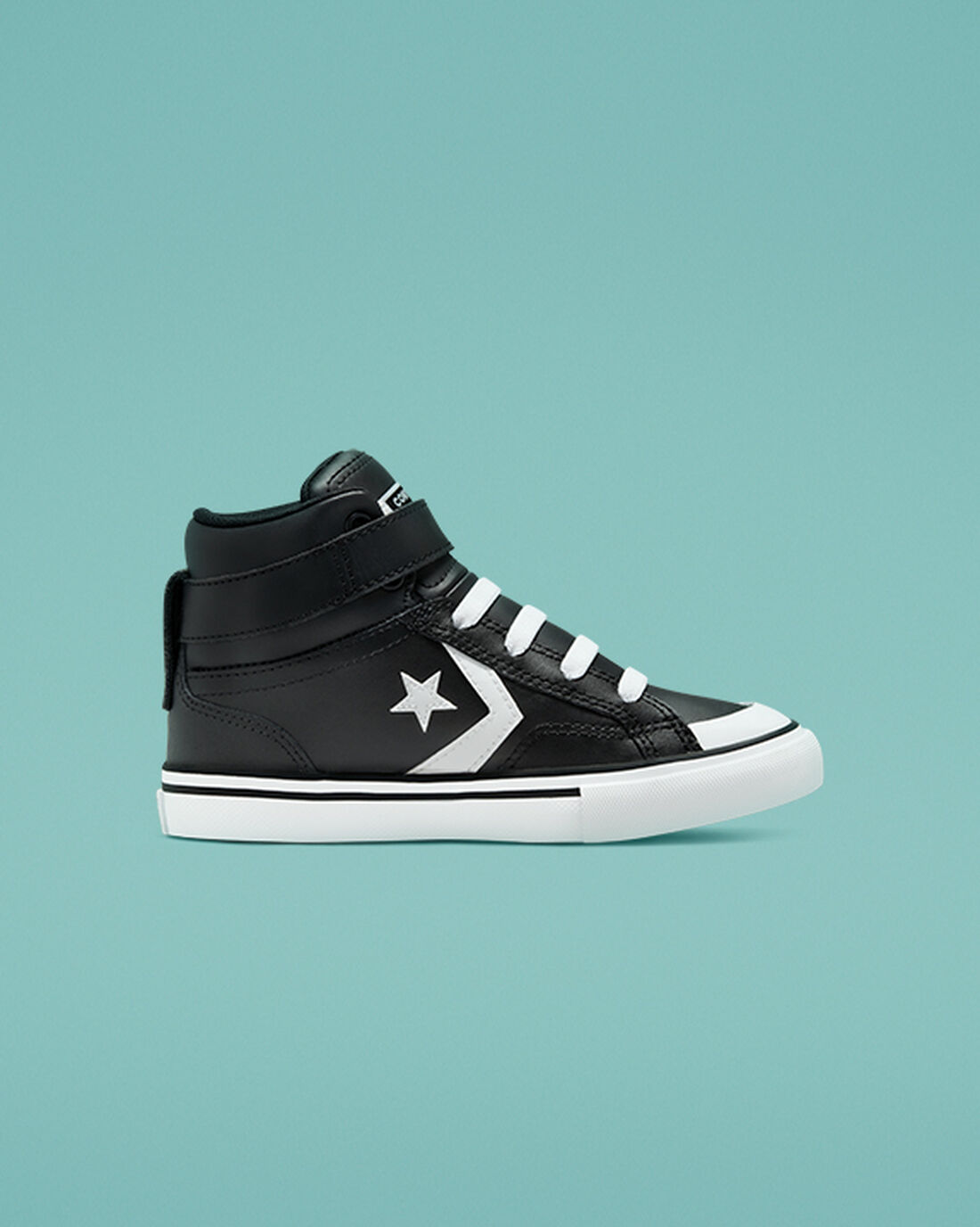 Converse Pro Blaze Pántos Bőr Fiú Magasszárú Cipő Fekete/Fehér | HU04816