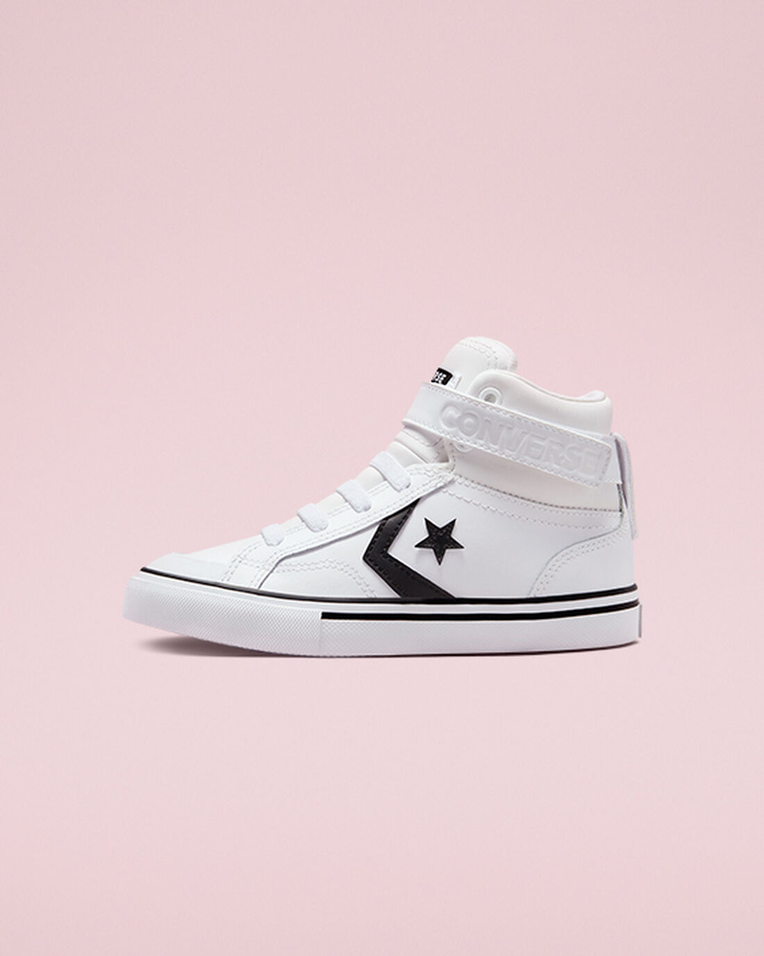 Converse Pro Blaze Pántos Bőr Fiú Magasszárú Cipő Fehér/Fekete/Fehér | HU56147