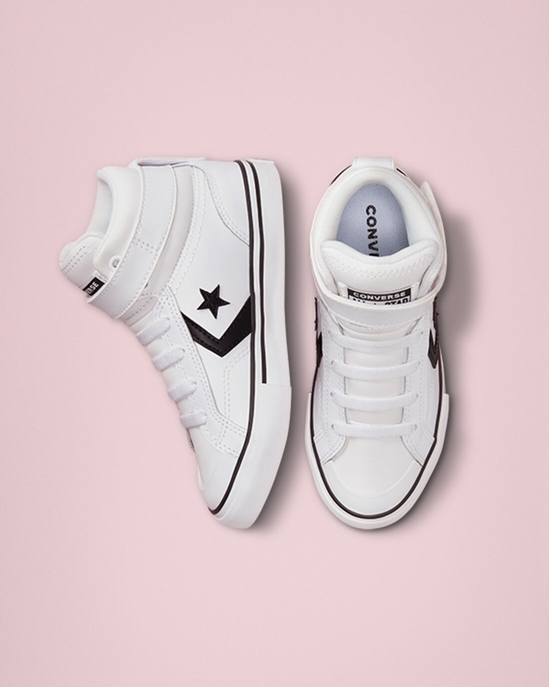 Converse Pro Blaze Pántos Bőr Fiú Magasszárú Cipő Fehér/Fekete/Fehér | HU56147