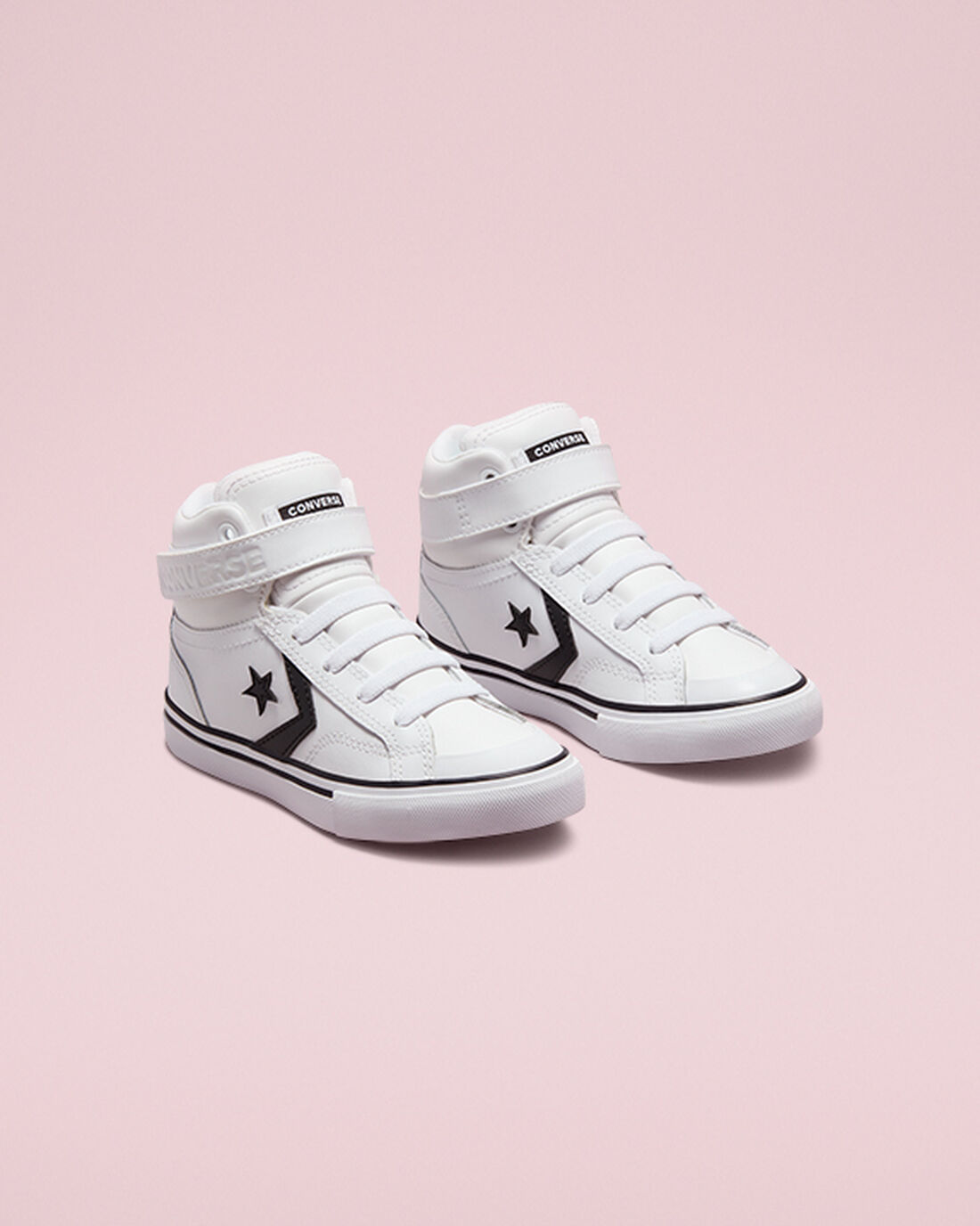 Converse Pro Blaze Pántos Bőr Fiú Magasszárú Cipő Fehér/Fekete/Fehér | HU56147