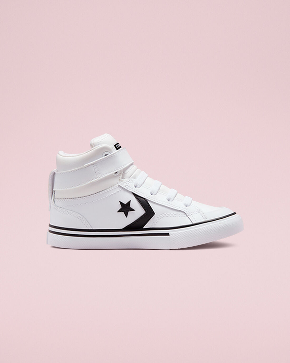 Converse Pro Blaze Pántos Bőr Fiú Magasszárú Cipő Fehér/Fekete/Fehér | HU56147