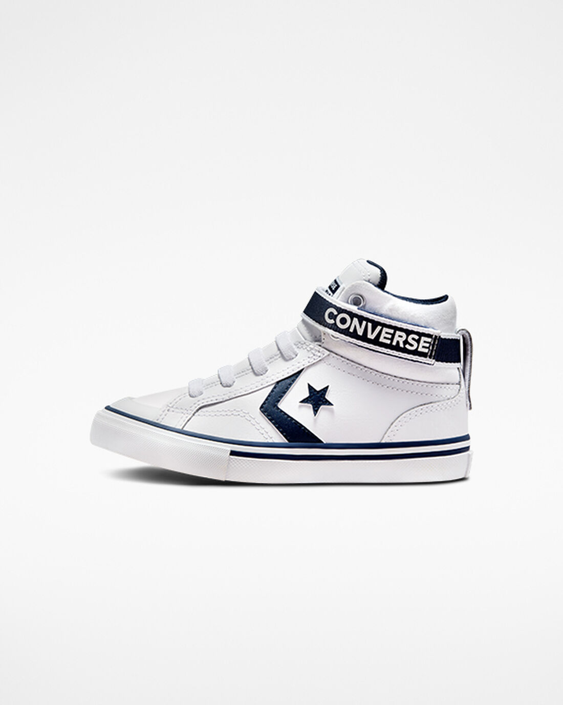 Converse Pro Blaze Pántos Easy-On Varsity Club Fiú Magasszárú Cipő Fehér/Sötétkék/Fehér | HU29641