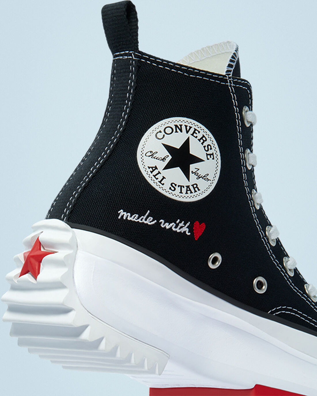 Converse Run Star Hike Férfi Magasszárú Cipő Fekete/Fehér/Piros | HU52871