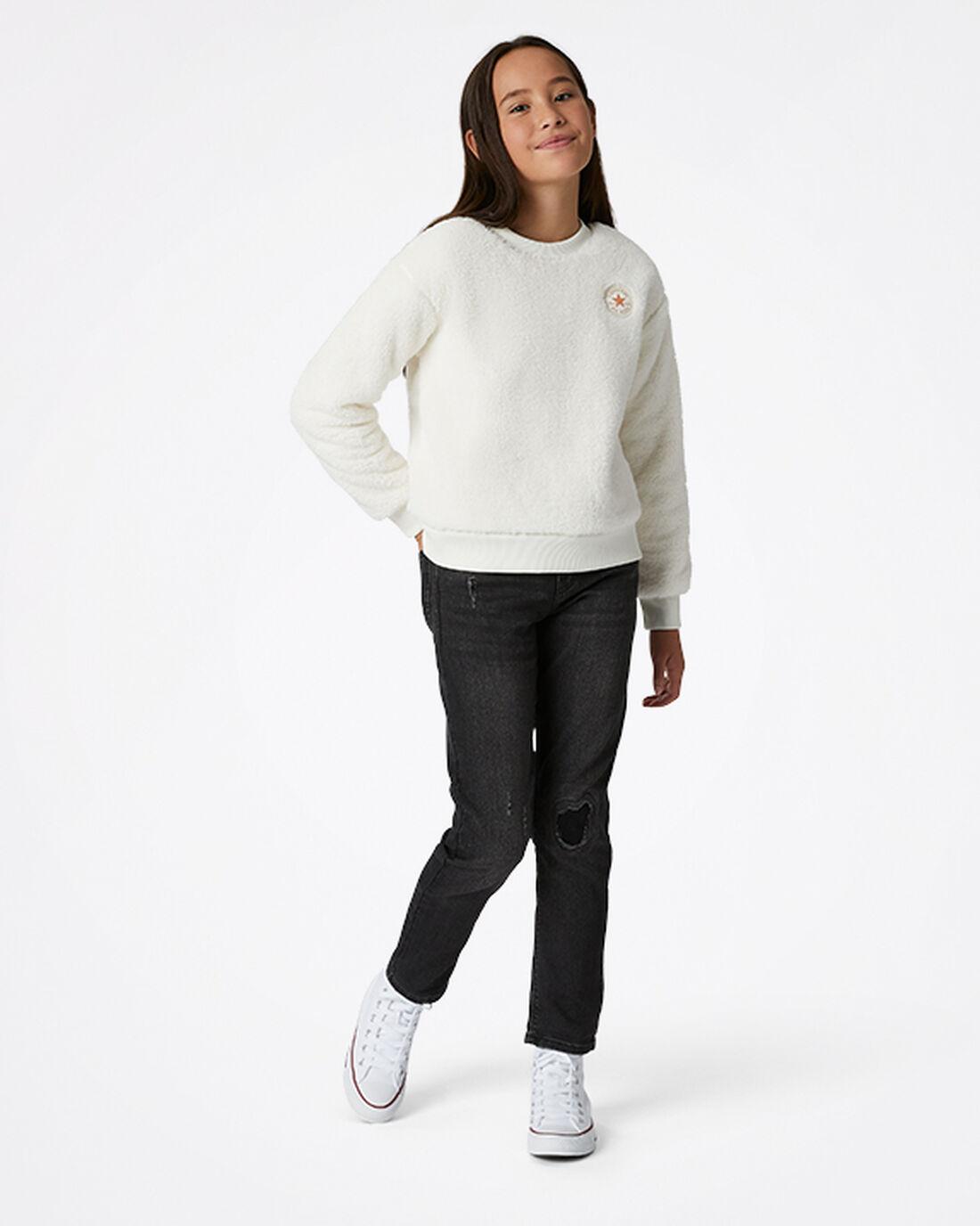 Converse Sherpa Crewneck Lány Pulóverek Bézs | HU05647