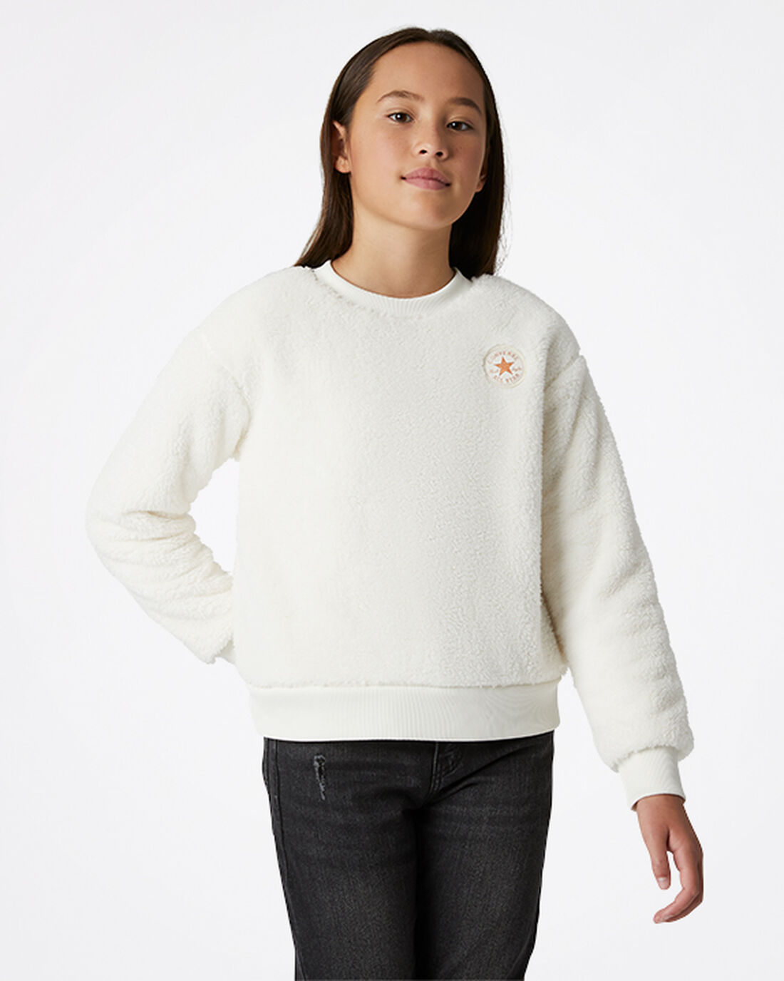 Converse Sherpa Crewneck Lány Pulóverek Bézs | HU05647