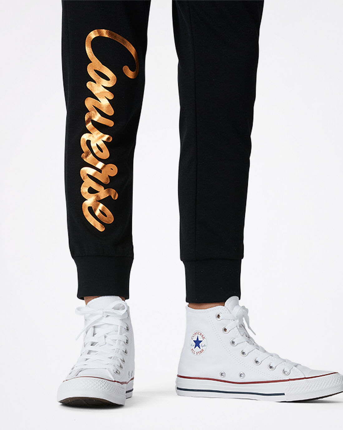 Converse Shiny Wordmark Jogger Lány Nadrág Fekete | HU32198