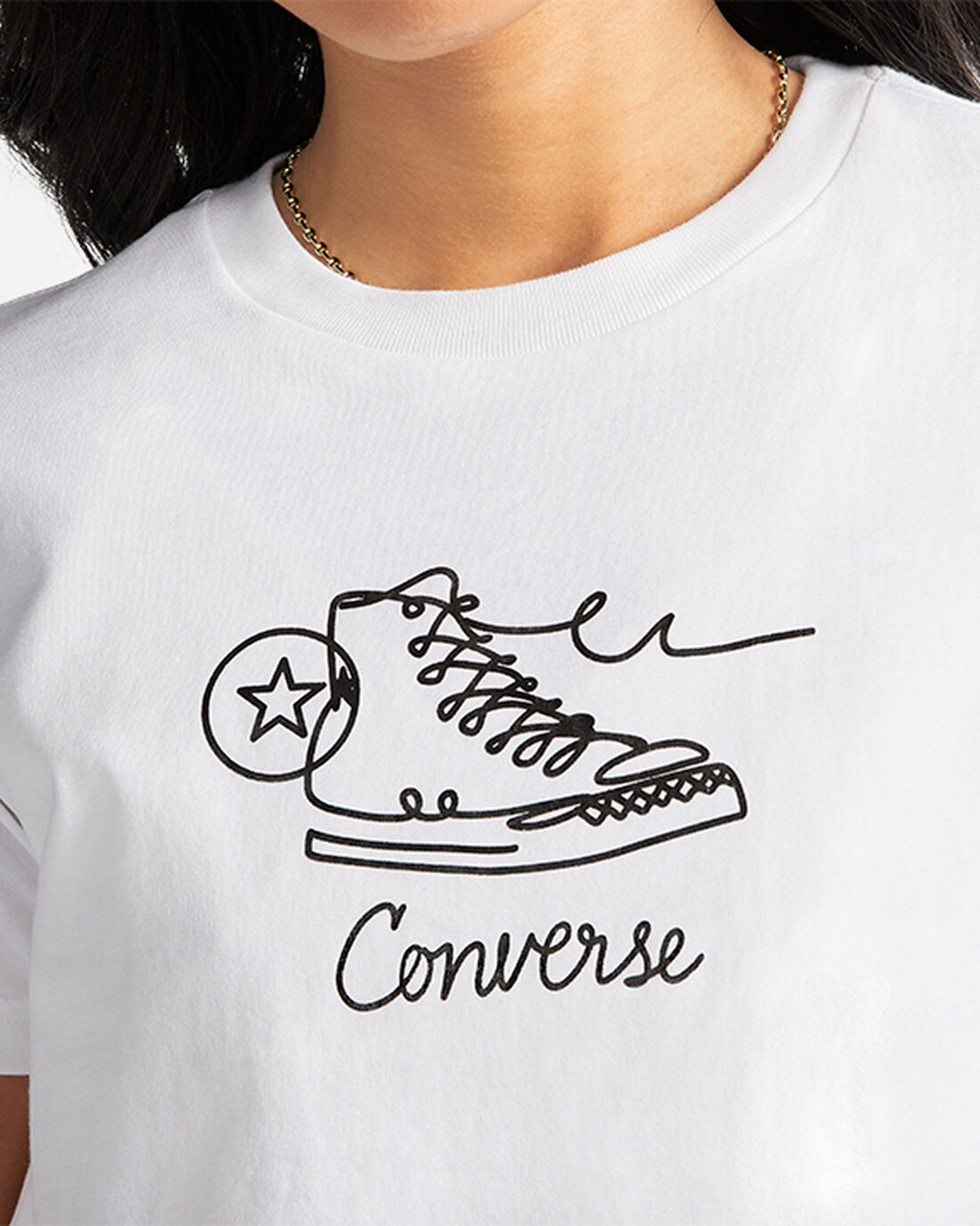 Converse Sneaker Grafika Slim-Fit Női Póló Fehér | HU90713