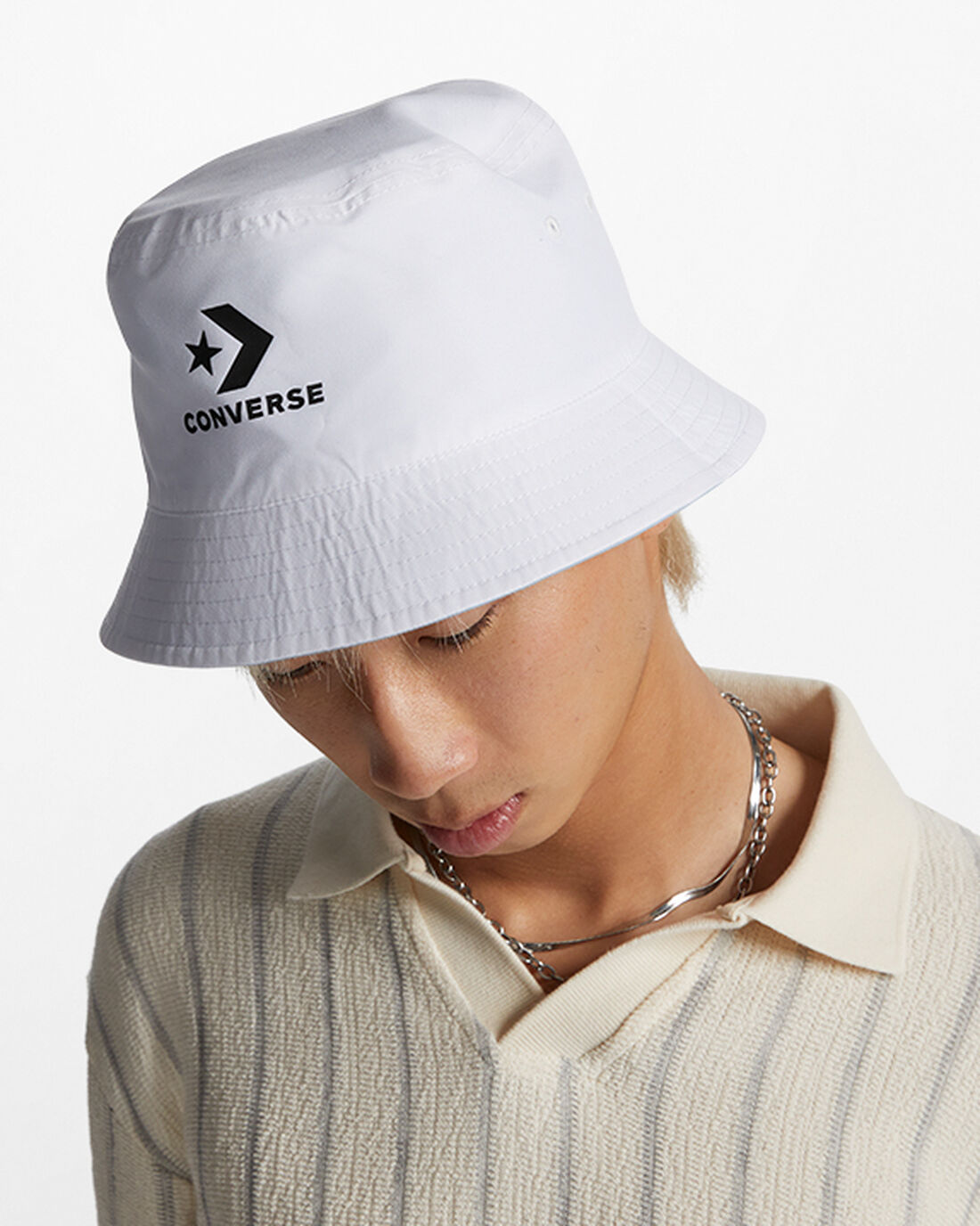 Converse Star Chevron Logo Reversible Bucket Női Kalap Fehér | HU60915