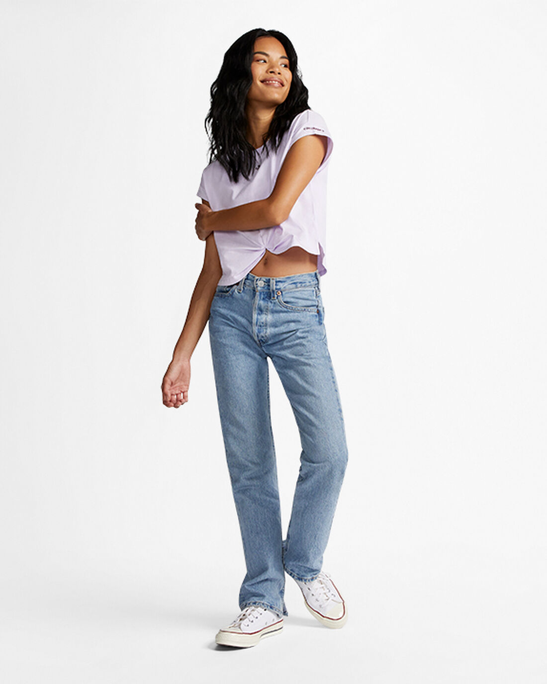 Converse Star Chevron Twist Cropped Női Póló Lila | HU13760