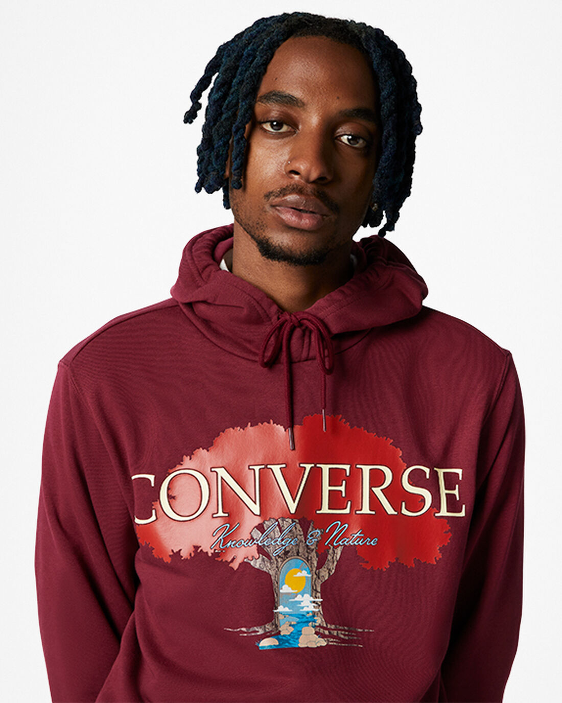 Converse Tree of Life Pullover Férfi Kapucnis Pulóver Sötét Piros | HU23574