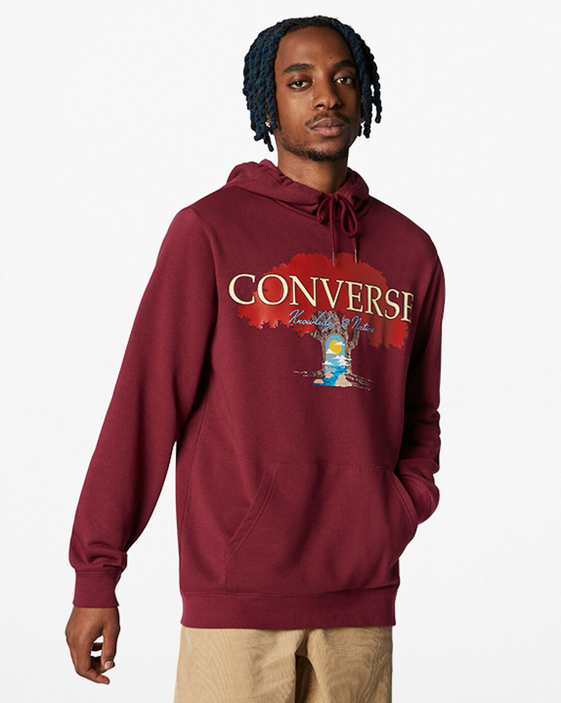 Converse Tree of Life Pullover Férfi Kapucnis Pulóver Sötét Piros | HU23574