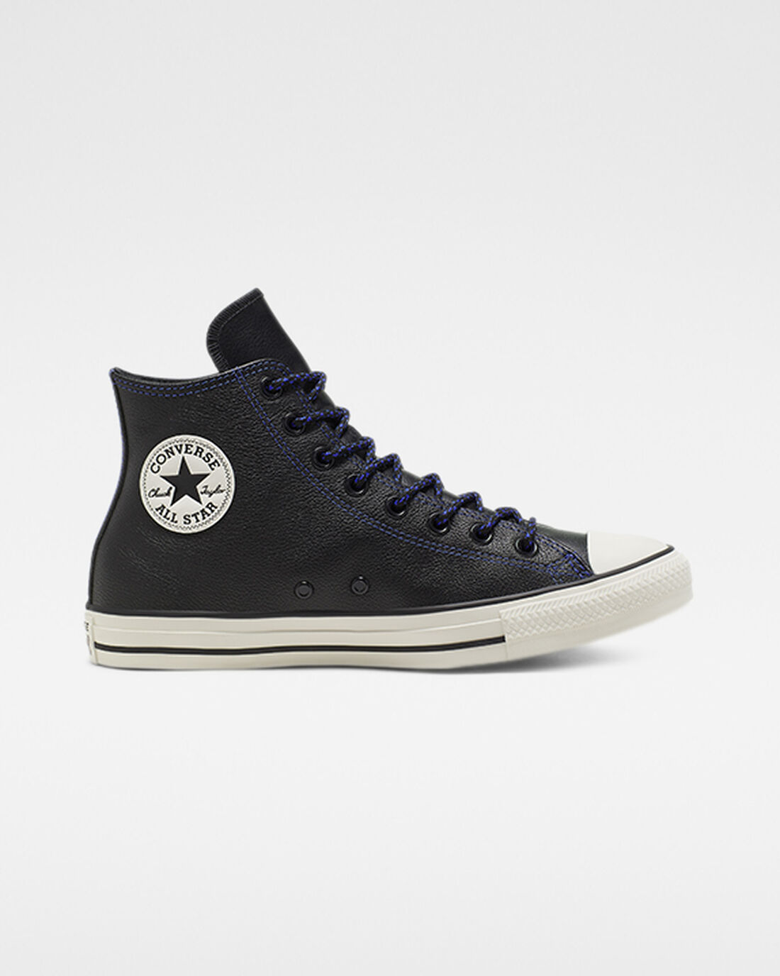 Converse Tumbled Bőr Chuck Taylor All Star Férfi Magasszárú Cipő Fekete/Királykék | HU51706