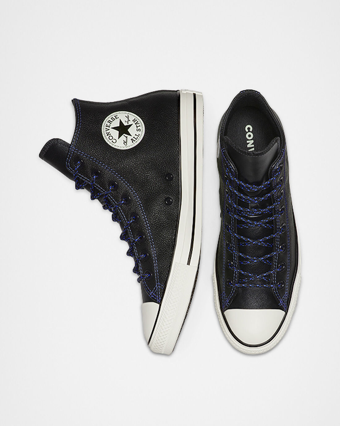 Converse Tumbled Bőr Chuck Taylor All Star Női Magasszárú Cipő Fekete/Királykék | HU67804