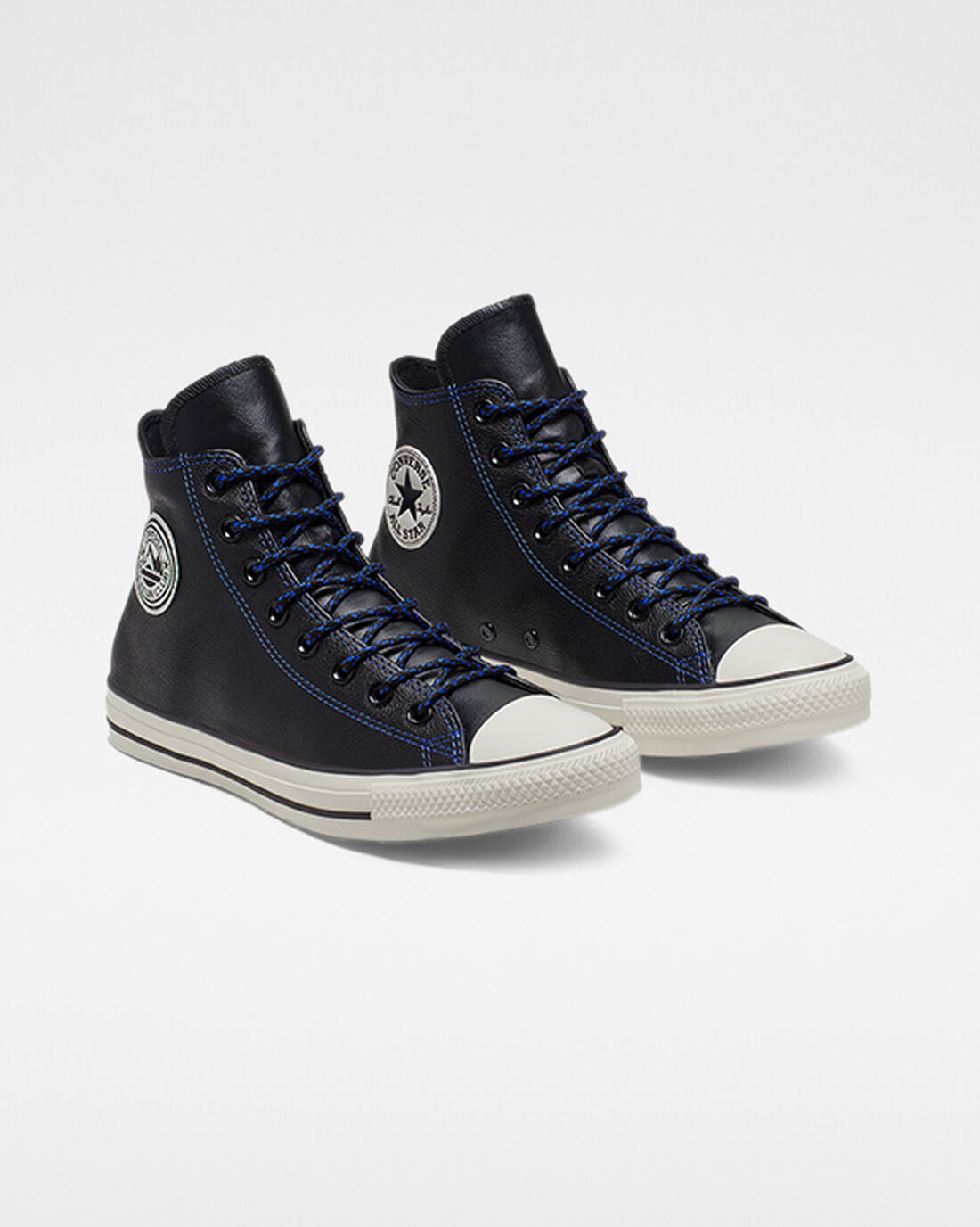 Converse Tumbled Bőr Chuck Taylor All Star Női Magasszárú Cipő Fekete/Királykék | HU67804