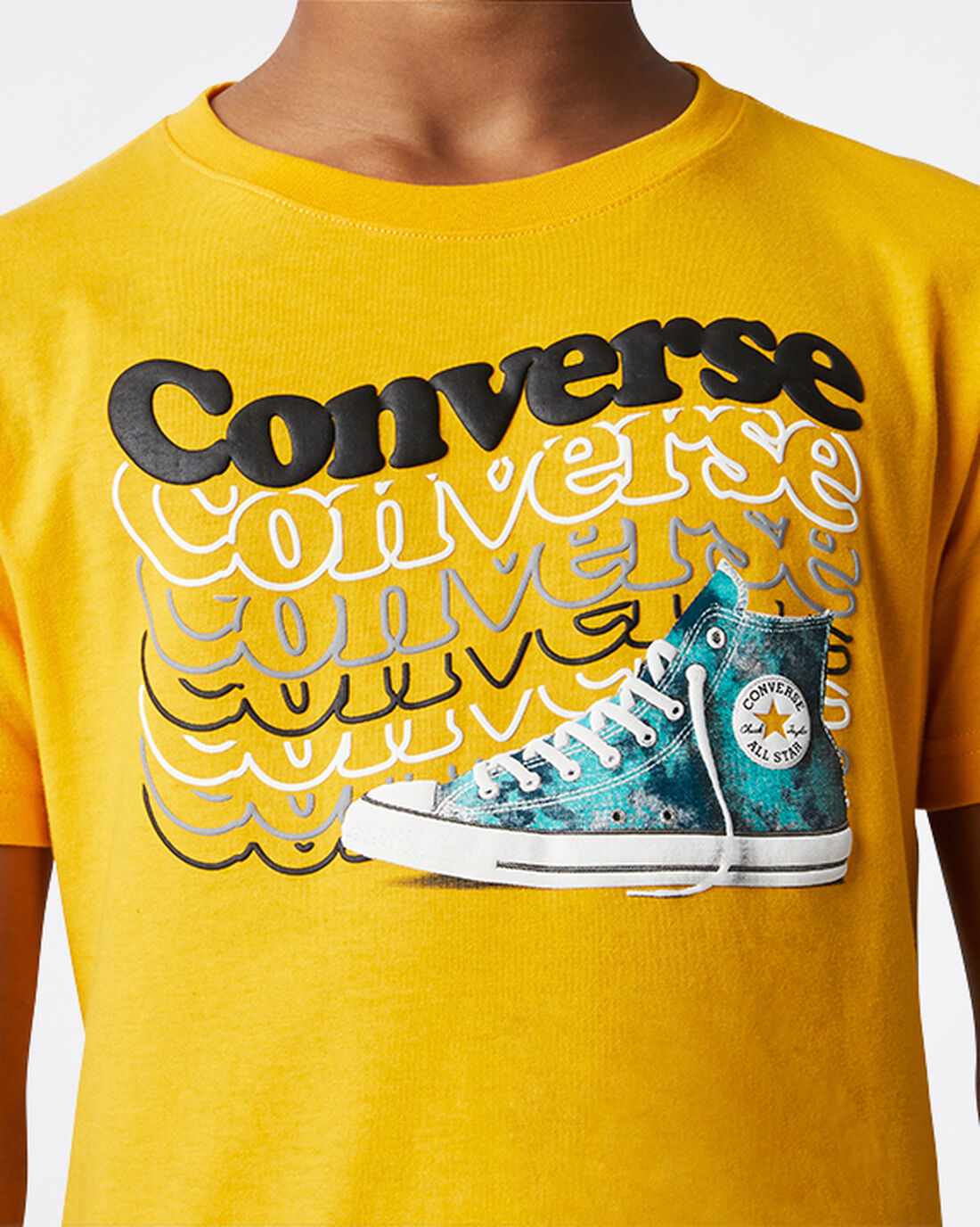 Converse Wavy Wordmark Sneaker Fiú Póló Sárga | HU08267