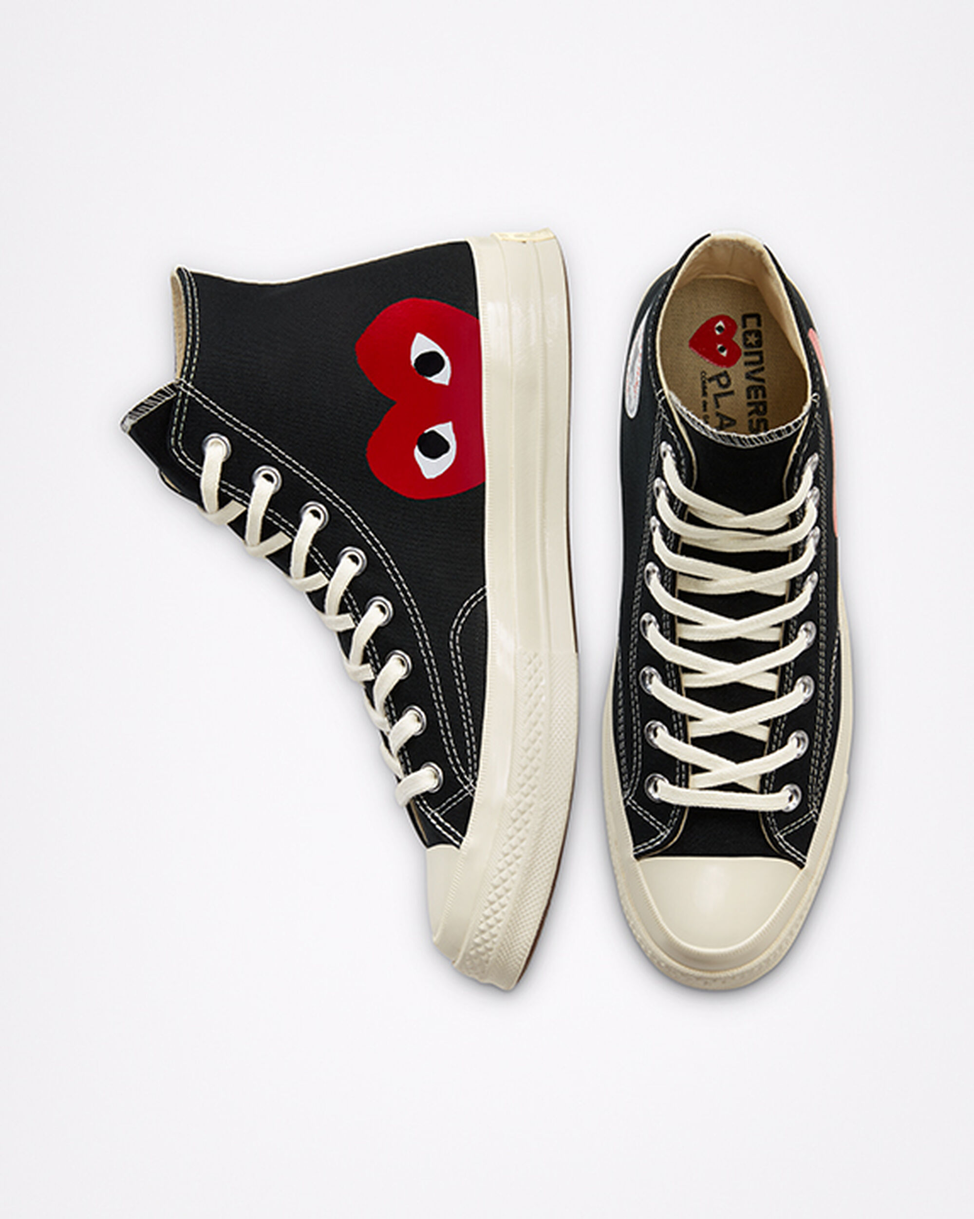 Converse x Comme des Garçons PLAY Chuck 70 Női Magasszárú Cipő Fekete/Fehér/Piros | HU07563