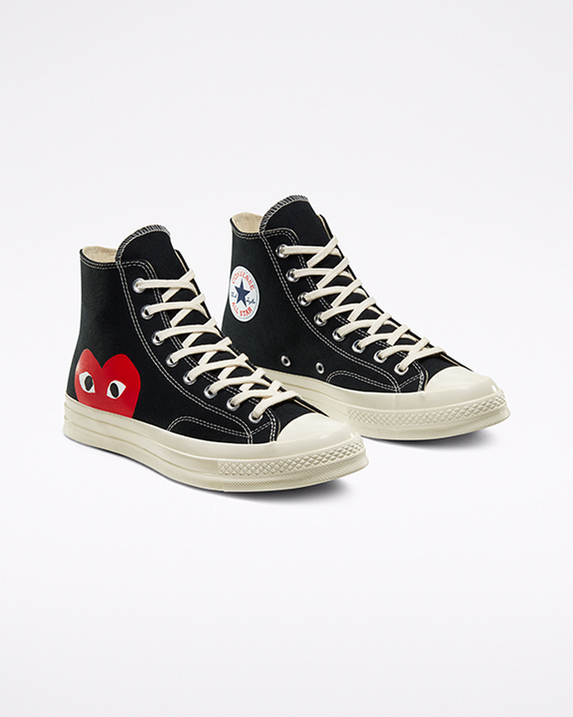 Converse x Comme des Garçons PLAY Chuck 70 Női Magasszárú Cipő Fekete/Fehér/Piros | HU07563