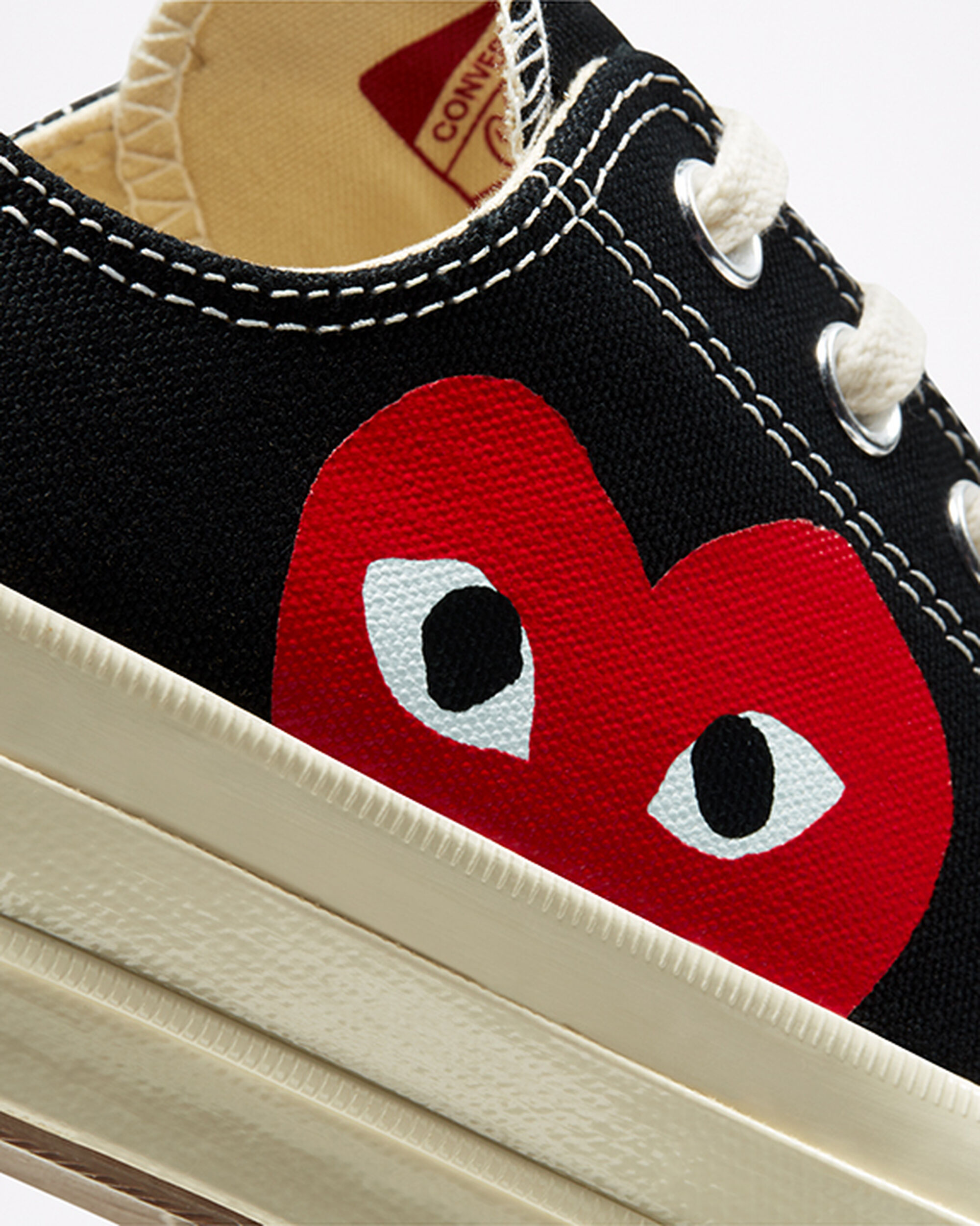 Converse x Comme des Garçons PLAY Chuck 70 Női Tornacipő Fekete/Fehér/Piros | HU17083